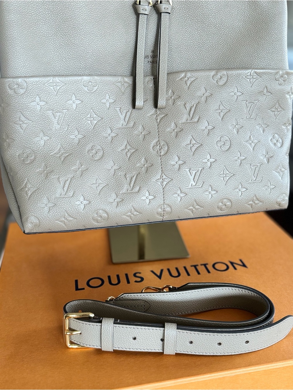 Louis Vuitton Cream Embossed Monogram Shoulder Bag with Braided Handle - Picture 5 of 5
